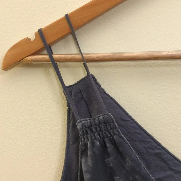 Aerie Navy Velvet Cropped Ruffle Tank - Picture 4 of 6